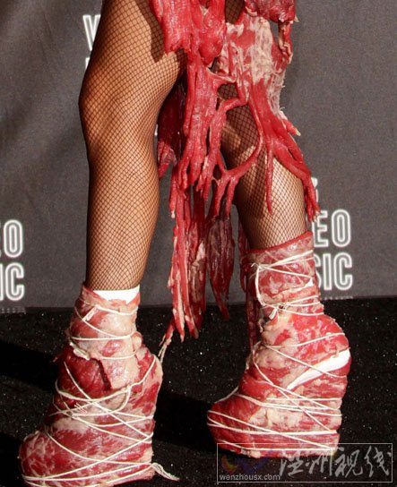 lady gaga mv音樂(lè)錄影帶大獎(jiǎng)?lì)C獎(jiǎng)禮 lady gaga 肉片裝有點(diǎn)血腥感覺(jué)