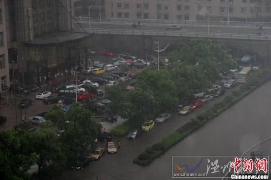 6月28日下午，長沙遭遇暴雨襲擊，城區部分地段由于積水較深，導致交通受阻。在積水較為嚴重的長沙市八一橋段，部分車輛已經拋錨，被浸水中。圖為一輛轎車因積水太深拋錨。劉雙雙 攝