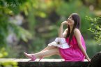 黃美姬粉紅色連衣裙粉紅色高跟鞋 韓國美女黃美姬最