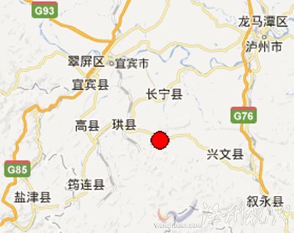 4月25日宜賓地震震中位置