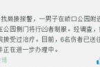 武漢硚口公園疑似一名精神病人持刀傷人 嫌犯有過精