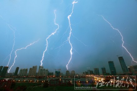 福州閃電圖片 26日傍晚閃電不斷榕城兩小時(shí)打302次雷