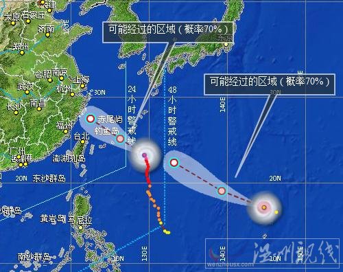 雙臺風(fēng)“菲特”和“丹娜絲”路徑圖
