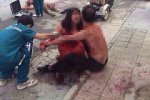 男子疑妻出軌當街砍人現場