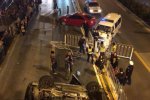 北京朝陽車禍 28日晚朝陽路兩車相撞路虎翻車
