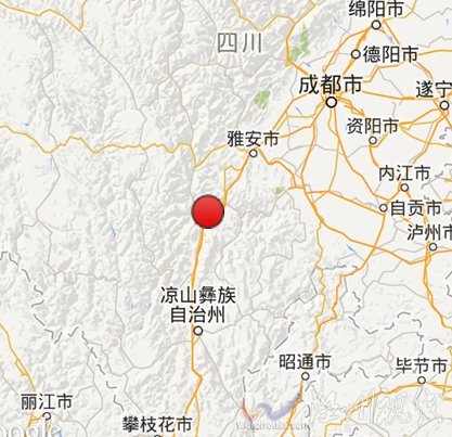 石棉地震震中示意圖