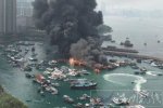 香港港口失火 9月27日香港維多利亞港船只失火