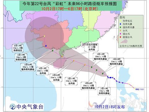 臺風(fēng)彩虹什么時候登陸