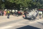 溫州機場大道車禍 奔馳將一對母女撞飛