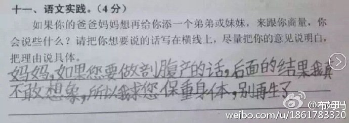 小學(xué)生二孩神回復(fù)