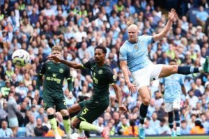 英超曼城2-1布倫特福德 有前鋒埃爾林·哈蘭德的曼城