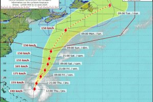 加拿大颶風埃內斯托的路徑預測