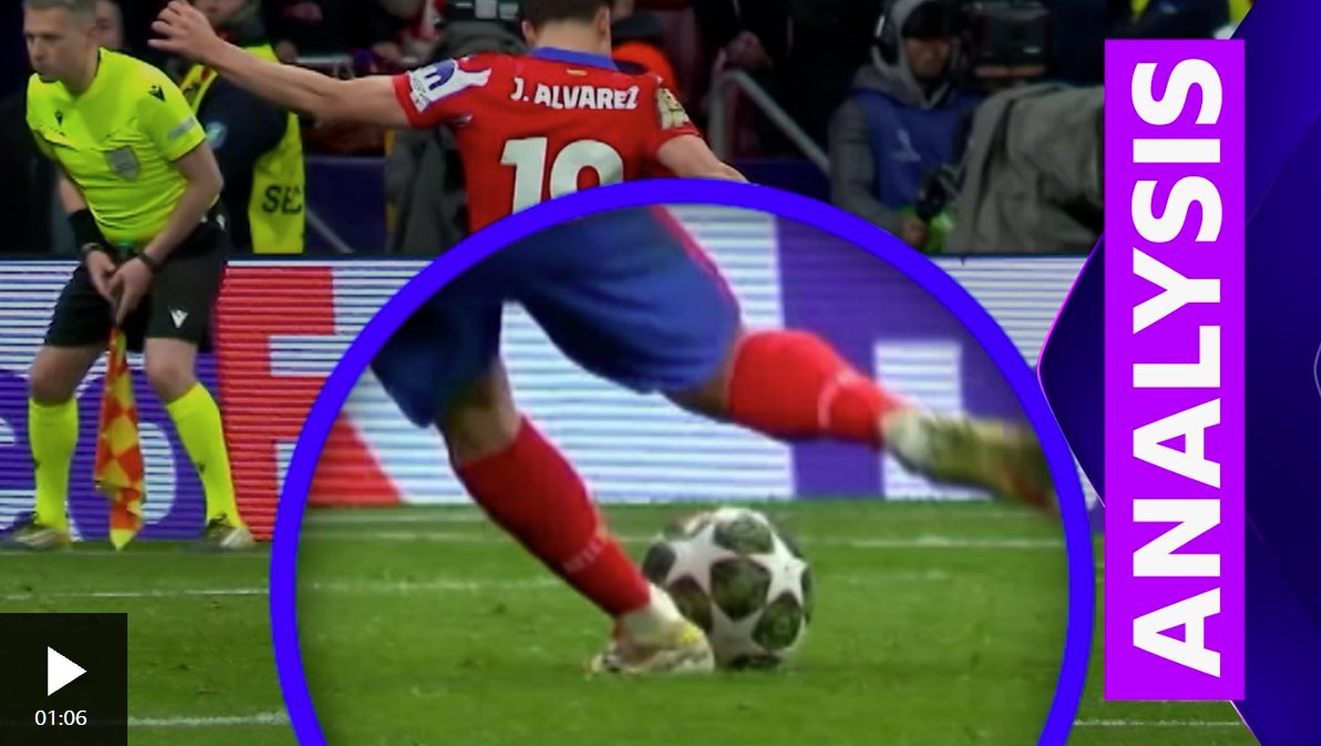 阿爾瓦雷斯對陣皇家馬德里的雙觸球點(diǎn)球