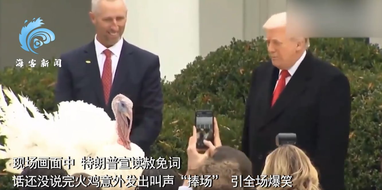 特朗普在白宮赦免火雞 引全場爆笑